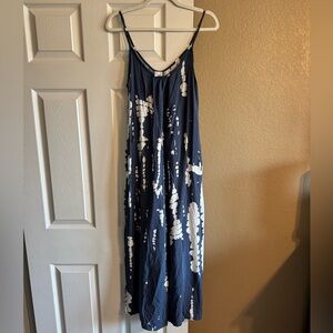 Buenos Ninos Navy and White Hippie Boho Wide Leg Jumpsuit